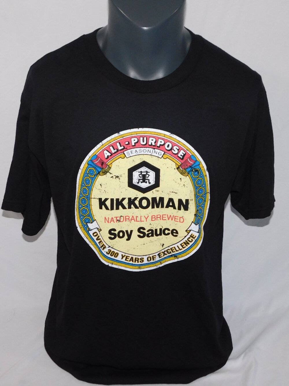 Kikkoman Soy Sauce Label Logo Graphic Black T Shirt Mens L